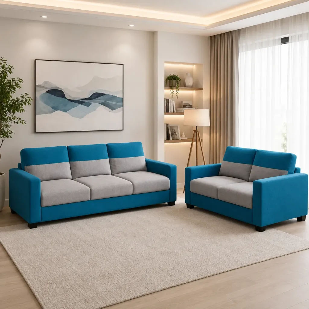Rivon Seating Aqua Duo 3+2 Fabric Sofa Set