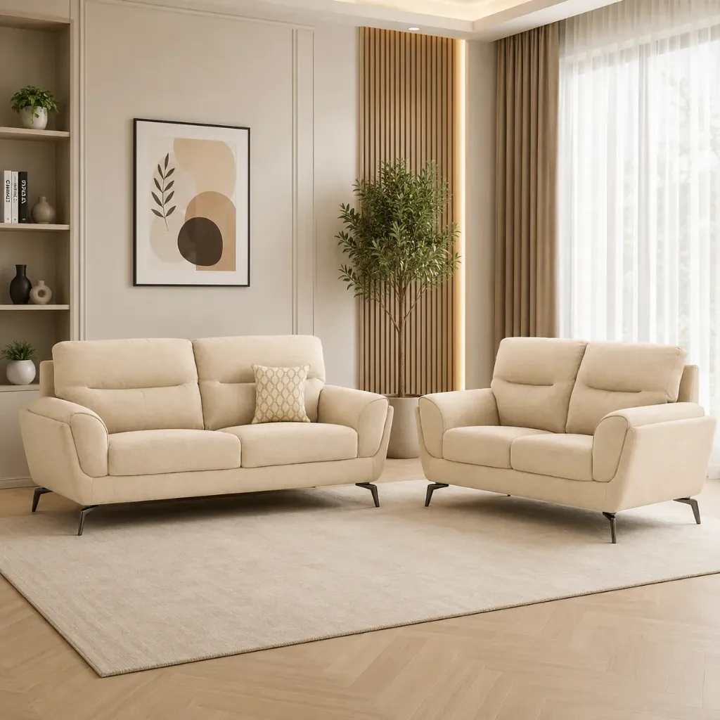 Rivon Seating Luxe Comfort 3+2 Fabric Sofa Set